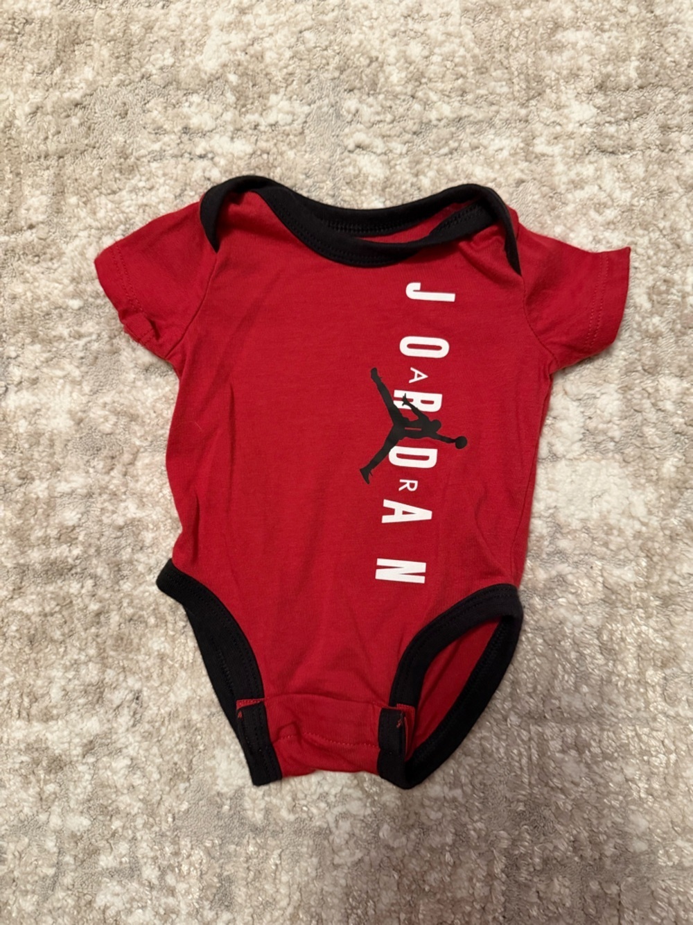 Jordan Red Bodysuit with Black Trim and Jumpman Logo size Newborn